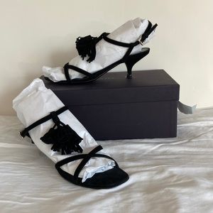 Prada black suede kitten heel sandals size 61/2